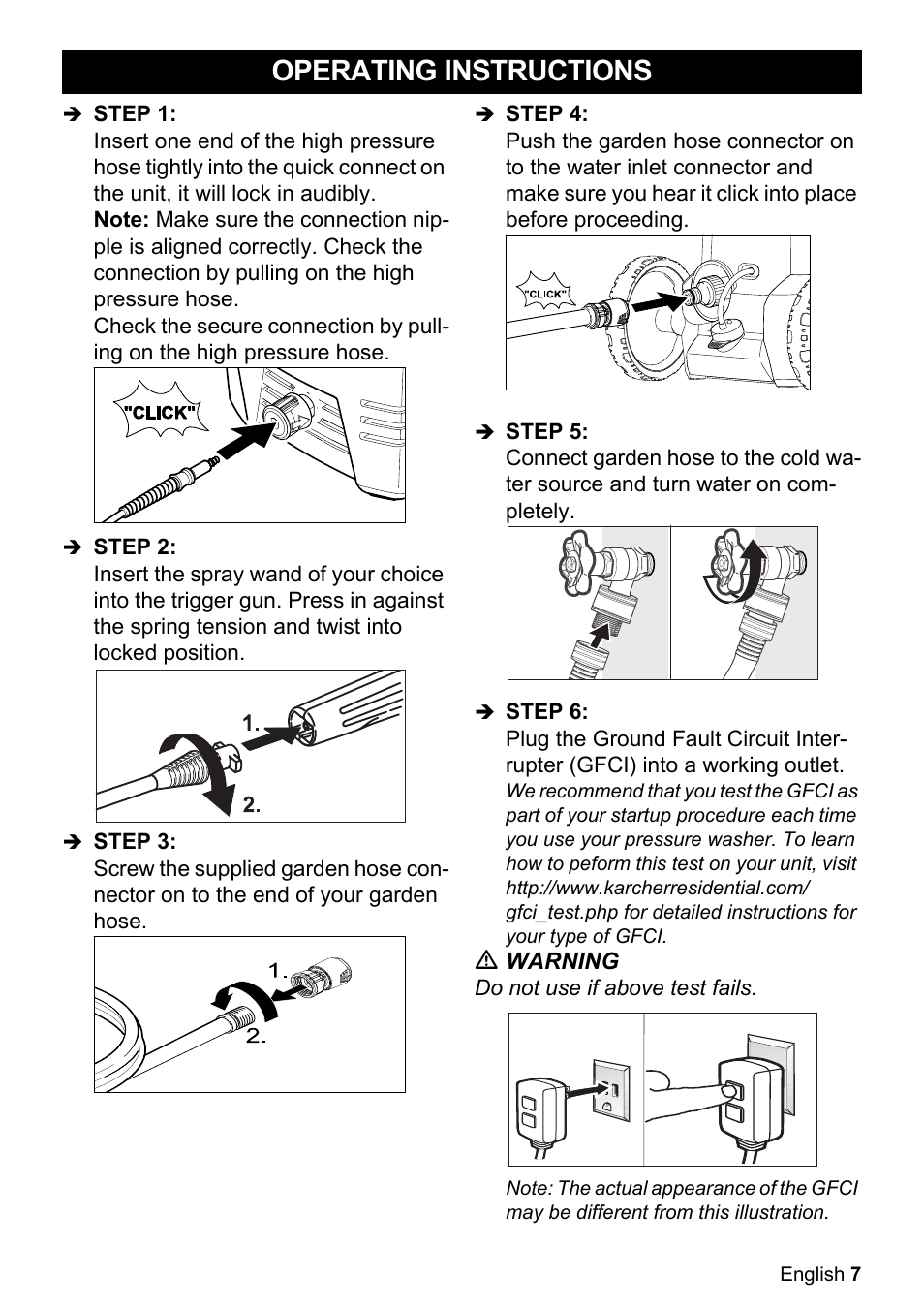 Operating instructions | Karcher K 2-360 CCK User Manual | Page 7 / 52