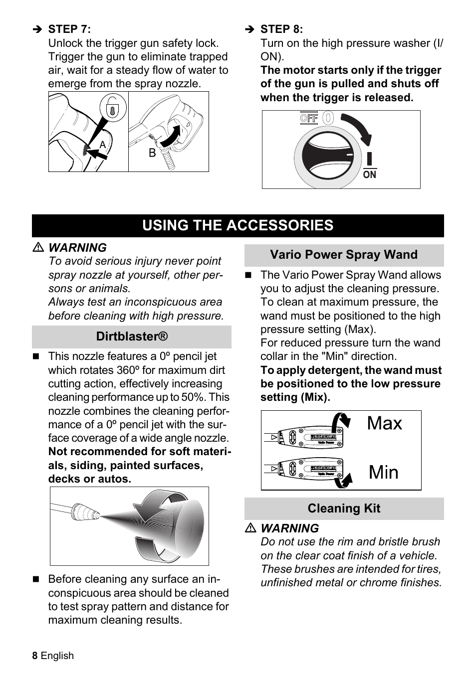 Using the accessories | Karcher K 2-360 CCK User Manual | Page 8 / 52