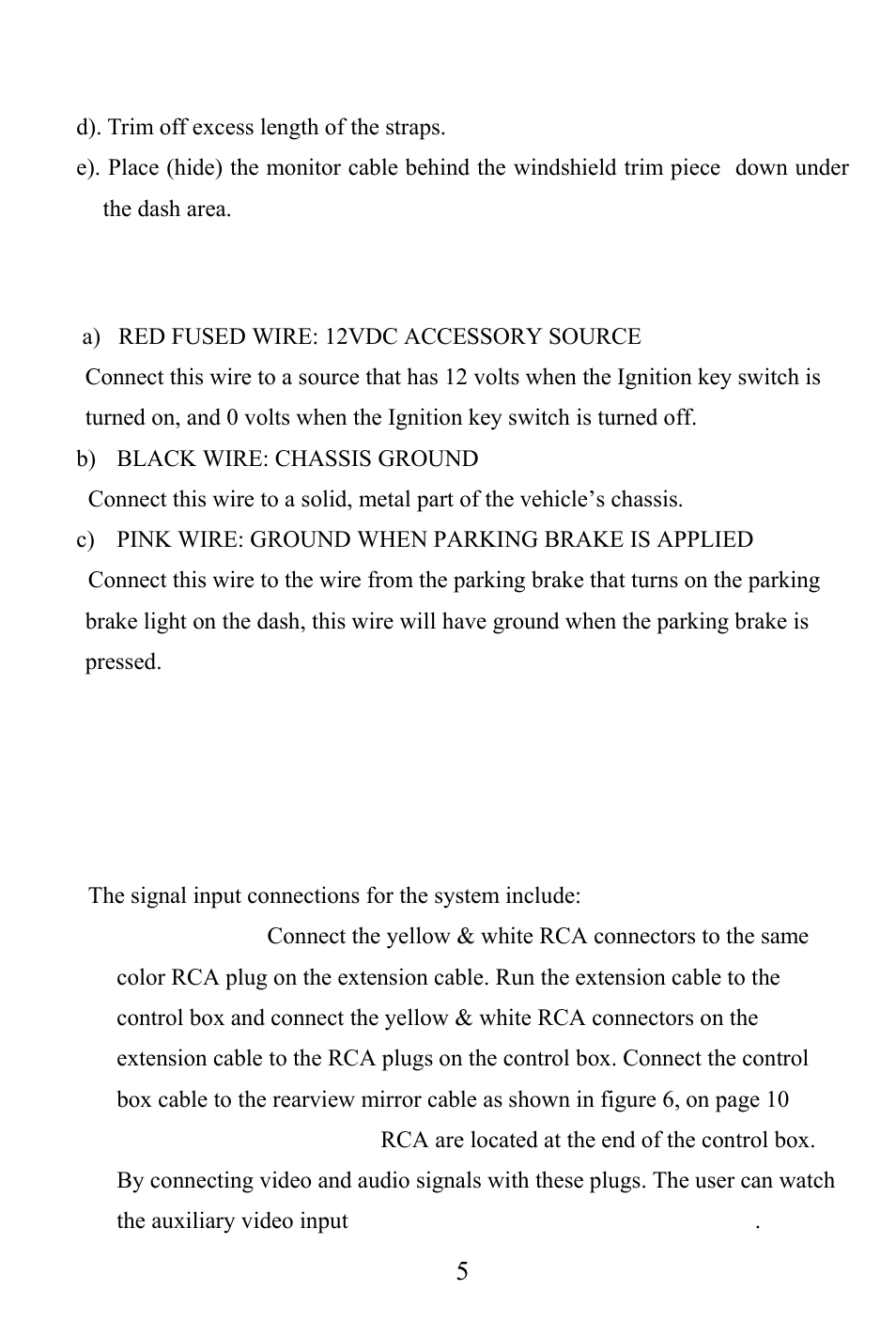 Signal inputs | Audiovox RVMPKG4 User Manual | Page 6 / 12