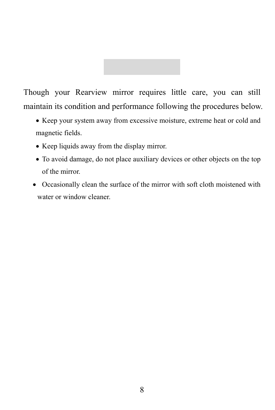 Maintenance | Audiovox RVMPKG4 User Manual | Page 9 / 12
