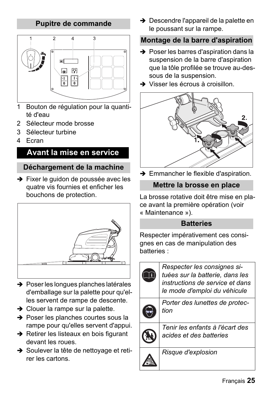 Avant la mise en service | Karcher BD 530 Bp User Manual | Page 25 / 56