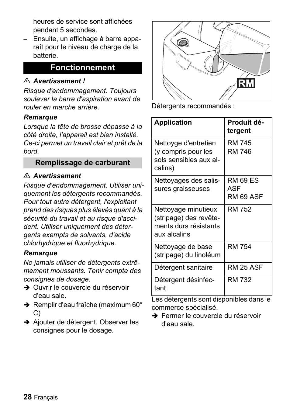 Fonctionnement | Karcher BD 530 Bp User Manual | Page 28 / 56