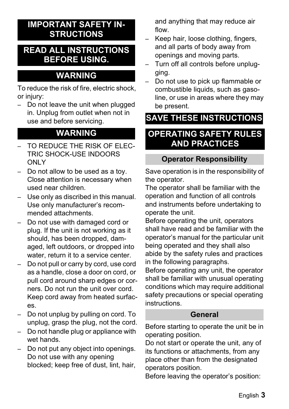 Karcher BD 530 Bp User Manual | Page 3 / 56