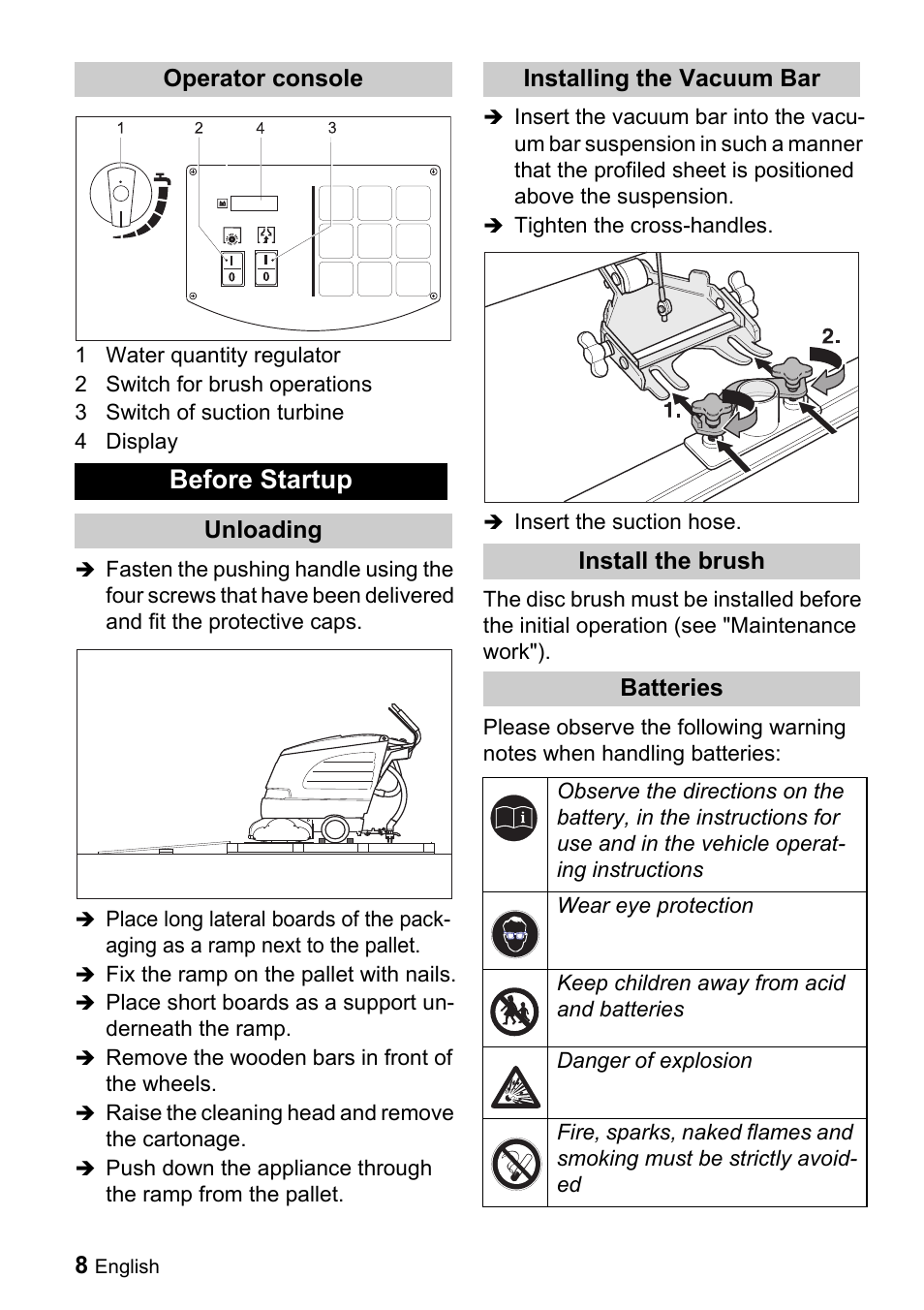 Before startup | Karcher BD 530 Bp User Manual | Page 8 / 56