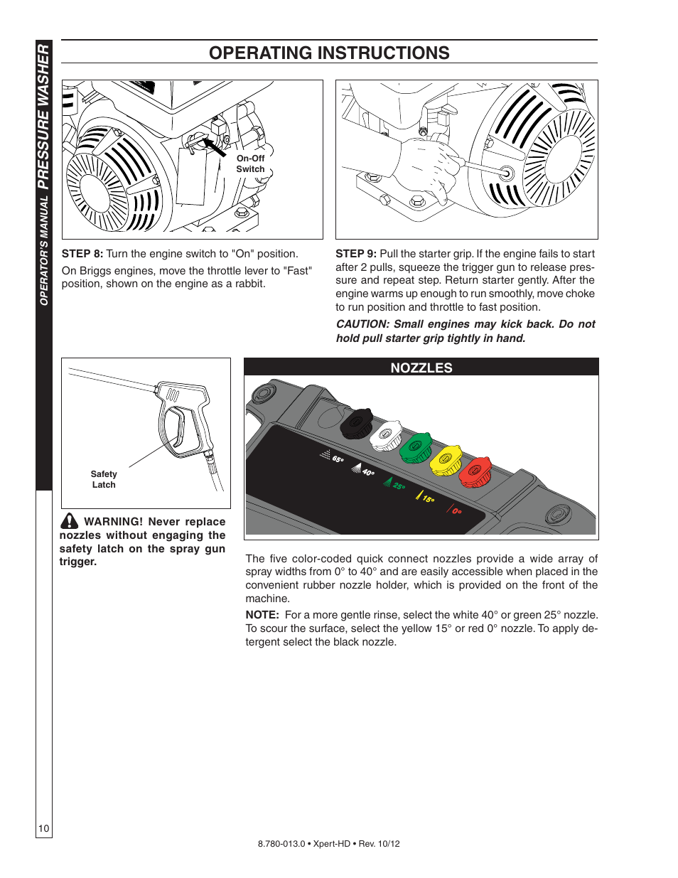 Operating instructions, Pressure w asher | Karcher HD 2-5-27 P User Manual | Page 10 / 20