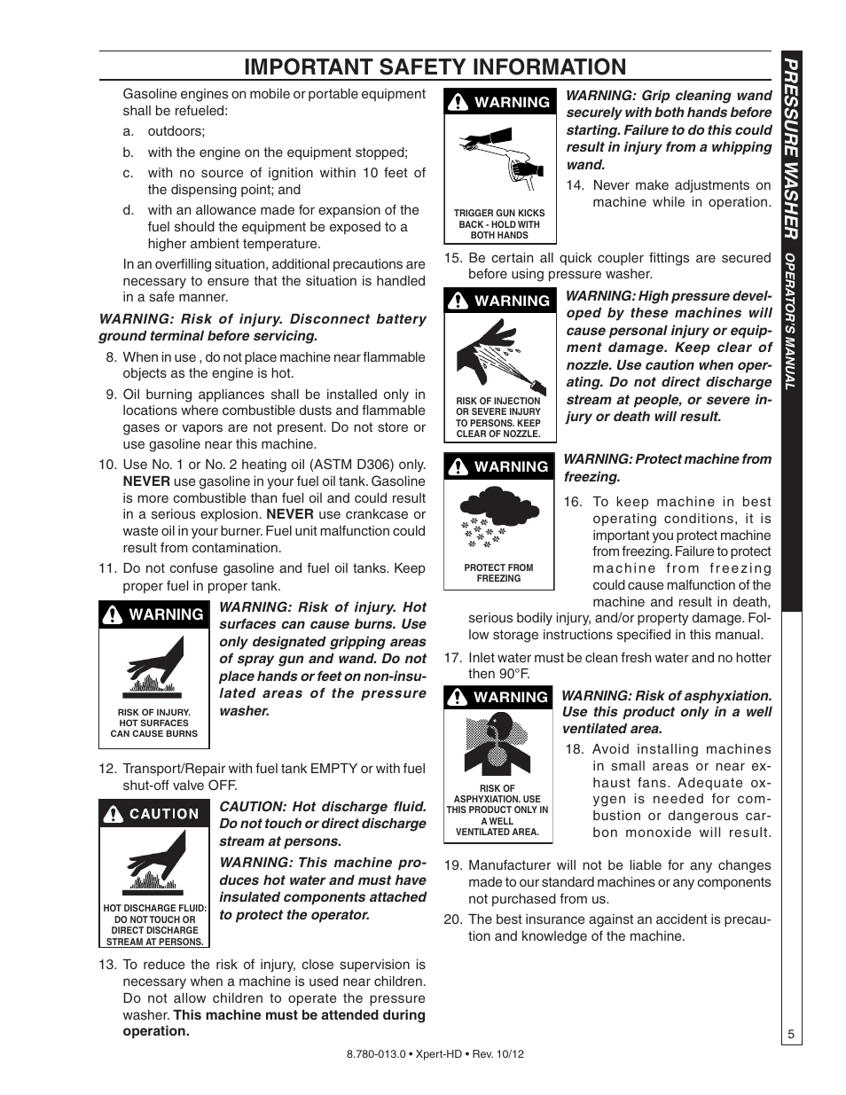 Important safety information, Pressure w asher | Karcher HD 2-5-27 P User Manual | Page 5 / 20