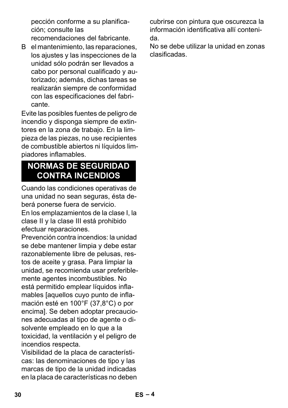 Normas de seguridad contra incendios | Karcher BR 30-4 User Manual | Page 30 / 44