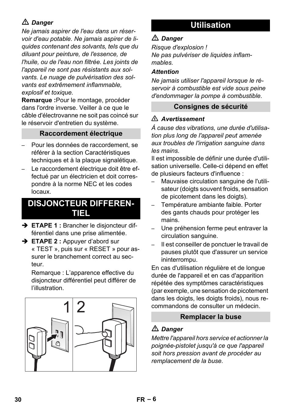 Disjoncteur differen- tiel utilisation | Karcher HDS 4-5-22 -4M Ea User Manual | Page 30 / 60