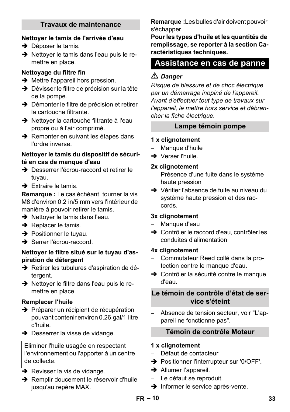 Assistance en cas de panne | Karcher HDS 3-5-23 -4M Eg User Manual | Page 33 / 60