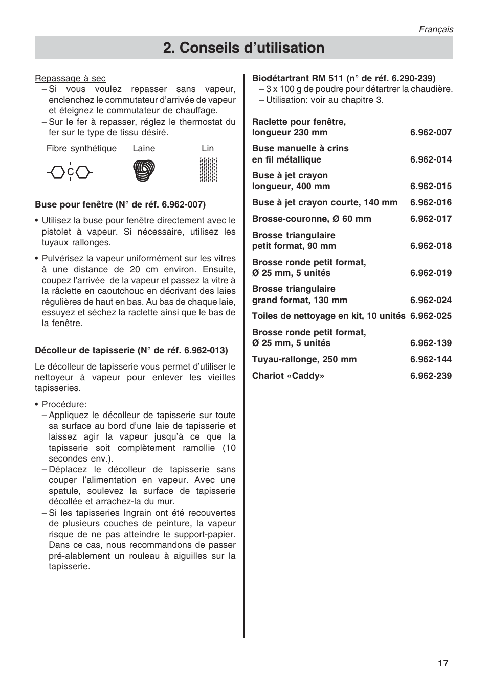 Conseils d’utilisation | Karcher DE 4002 User Manual | Page 17 / 31