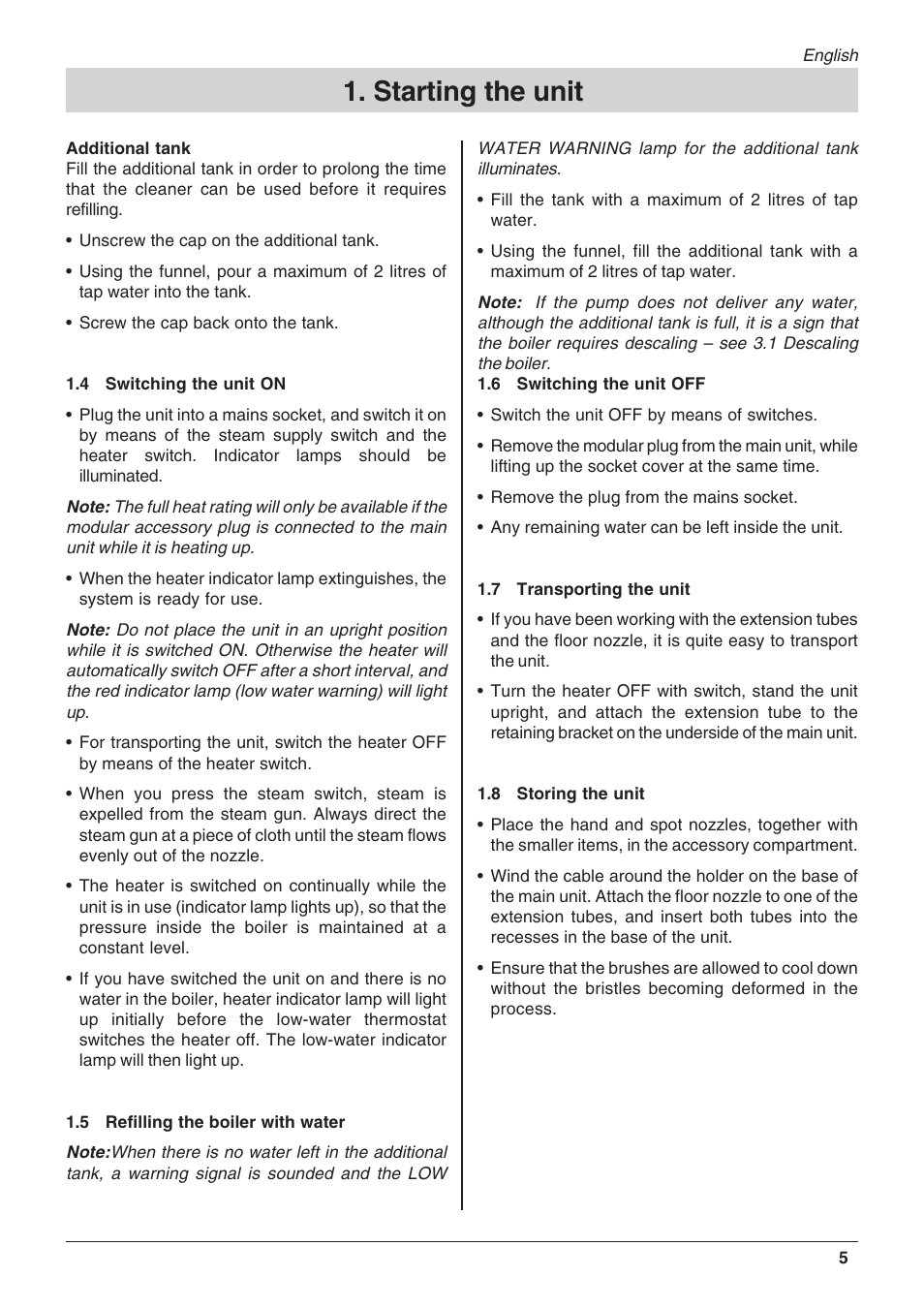 Starting the unit | Karcher DE 4002 User Manual | Page 5 / 31