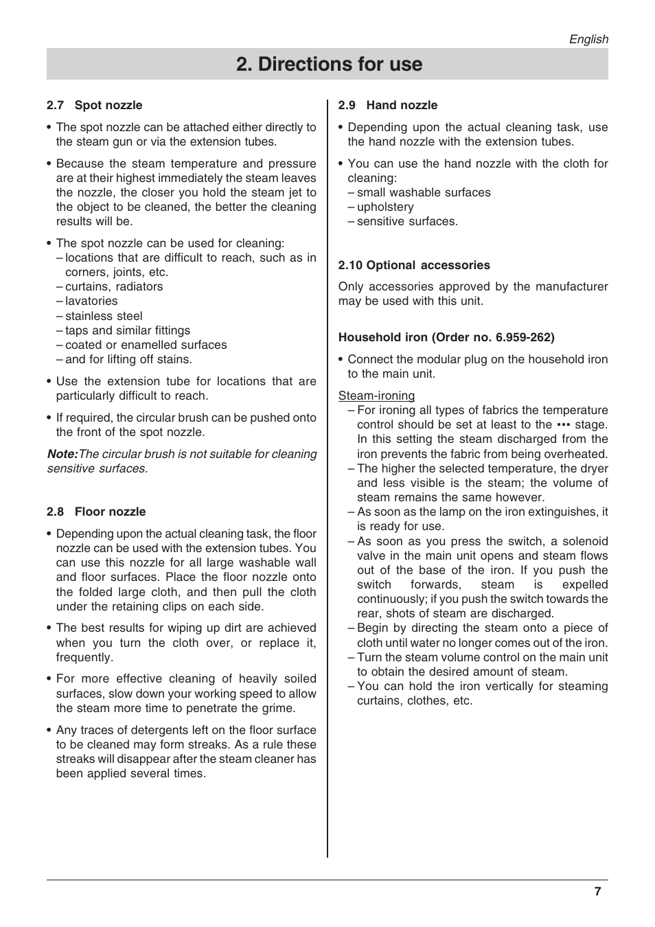 Directions for use | Karcher DE 4002 User Manual | Page 7 / 31