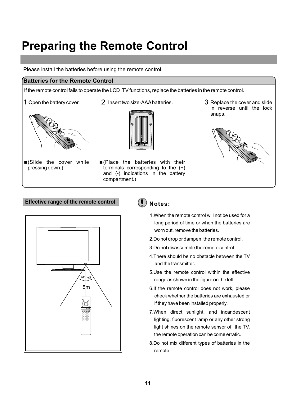Preparing the remote control | Audiovox FPE2005 User Manual | Page 11 / 44