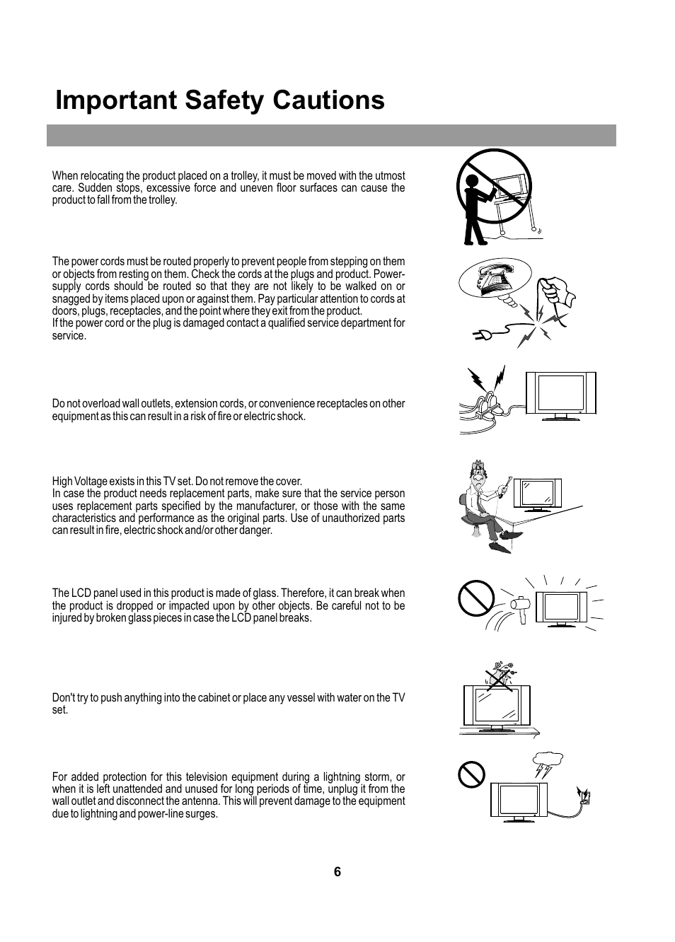 Important safety cautions | Audiovox FPE2005 User Manual | Page 6 / 44