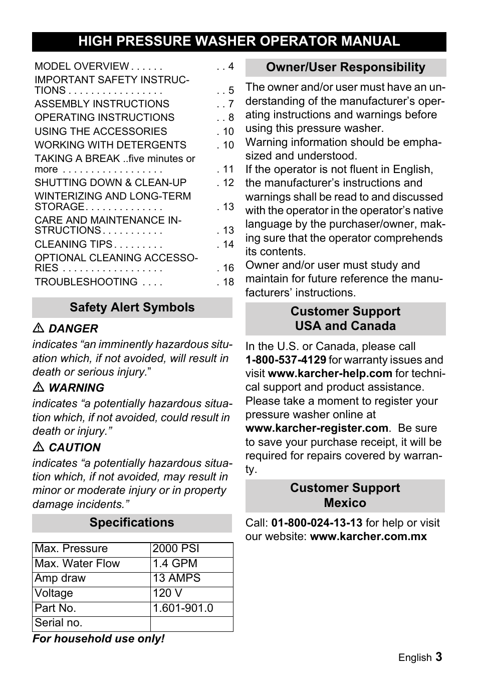 High pressure washer operator manual | Karcher K 5-690 User Manual | Page 3 / 60