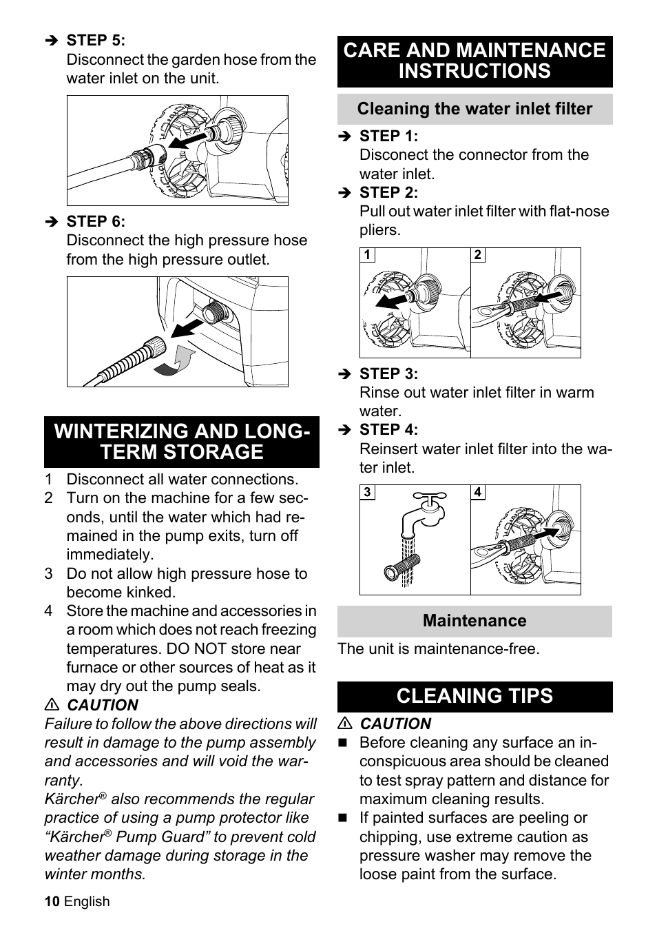 Cleaning tips | Karcher K 2-350 User Manual | Page 10 / 48