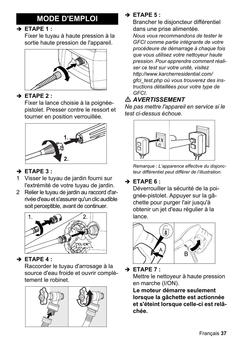 Mode d'emploi | Karcher K 2-350 User Manual | Page 37 / 48