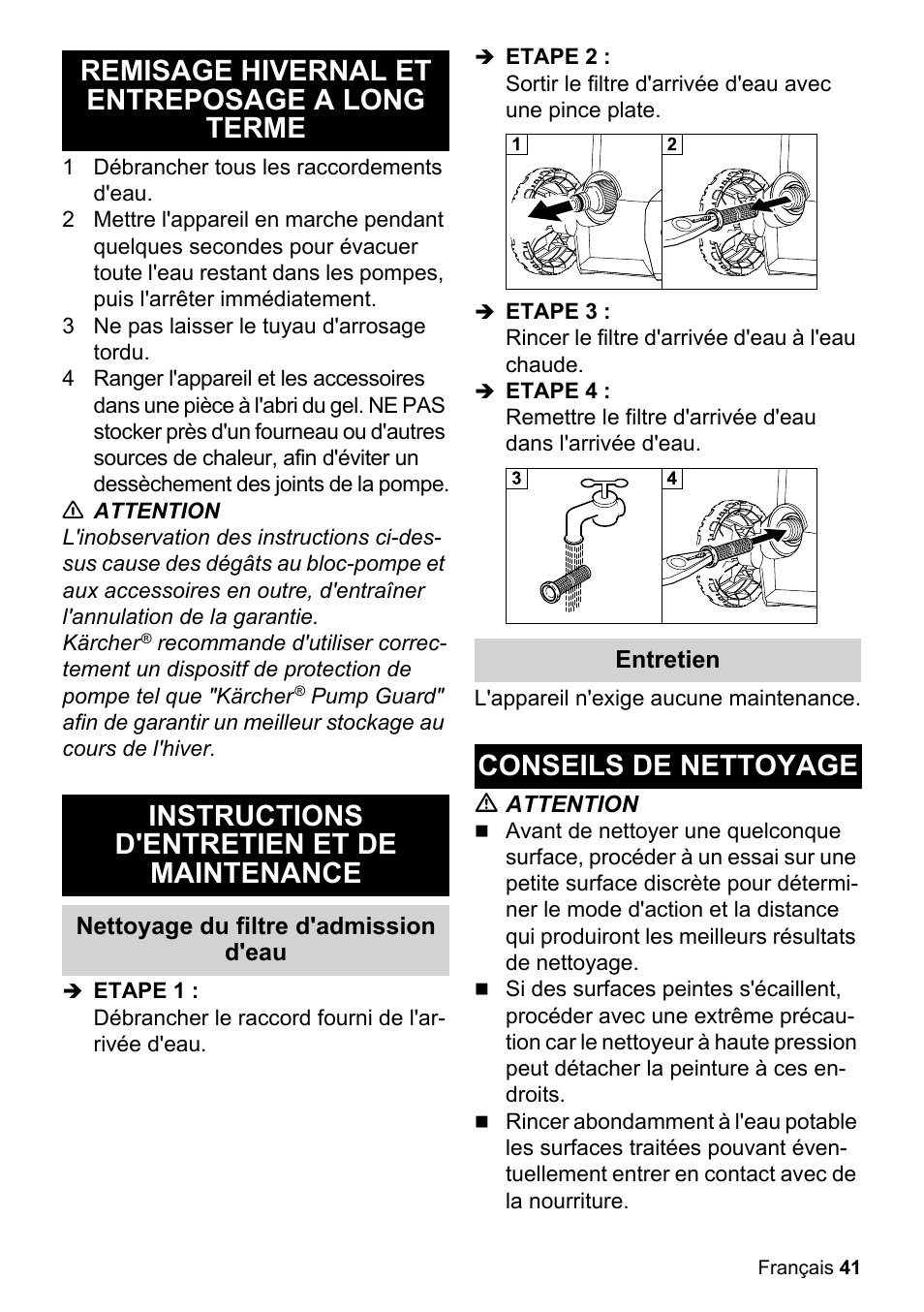 Conseils de nettoyage | Karcher K 2-350 User Manual | Page 41 / 48