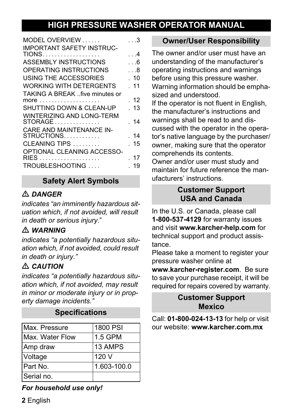 High pressure washer operator manual | Karcher K 3-540 User Manual | Page 2 / 64
