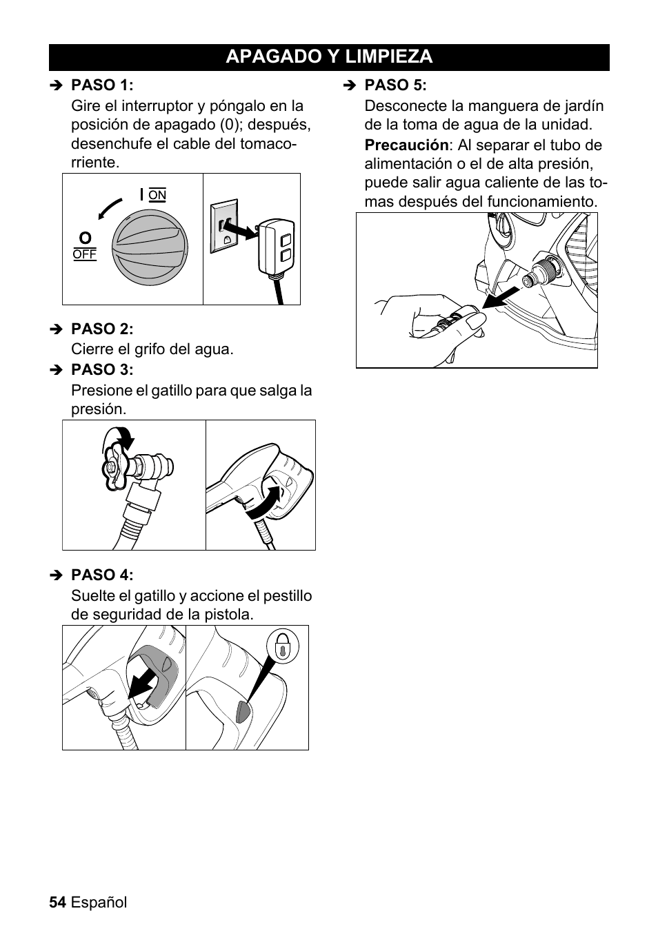 Apagado y limpieza | Karcher K 3-540 User Manual | Page 54 / 64