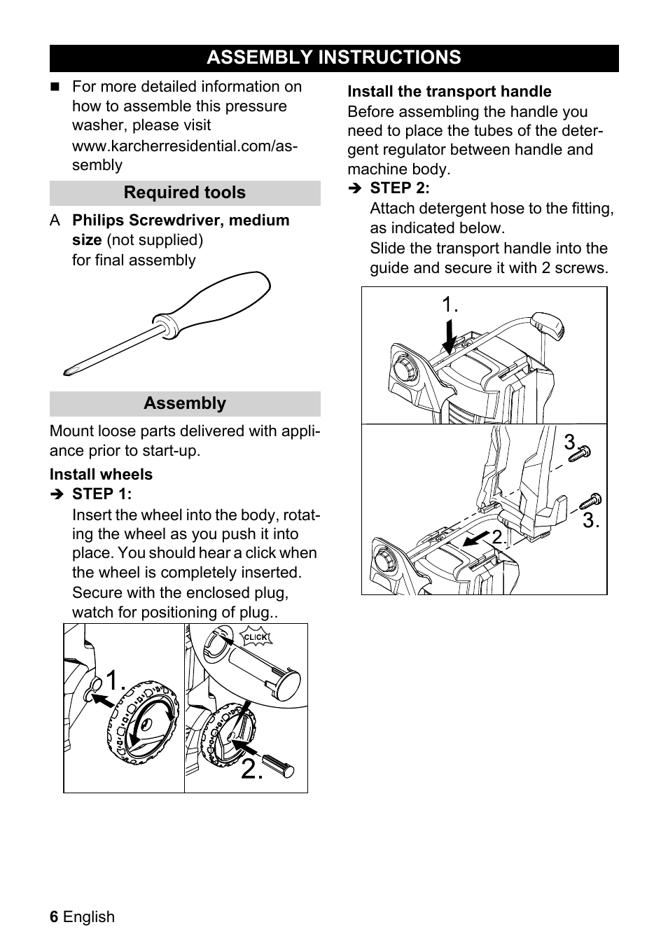 Assembly instructions | Karcher K 3-540 User Manual | Page 6 / 64