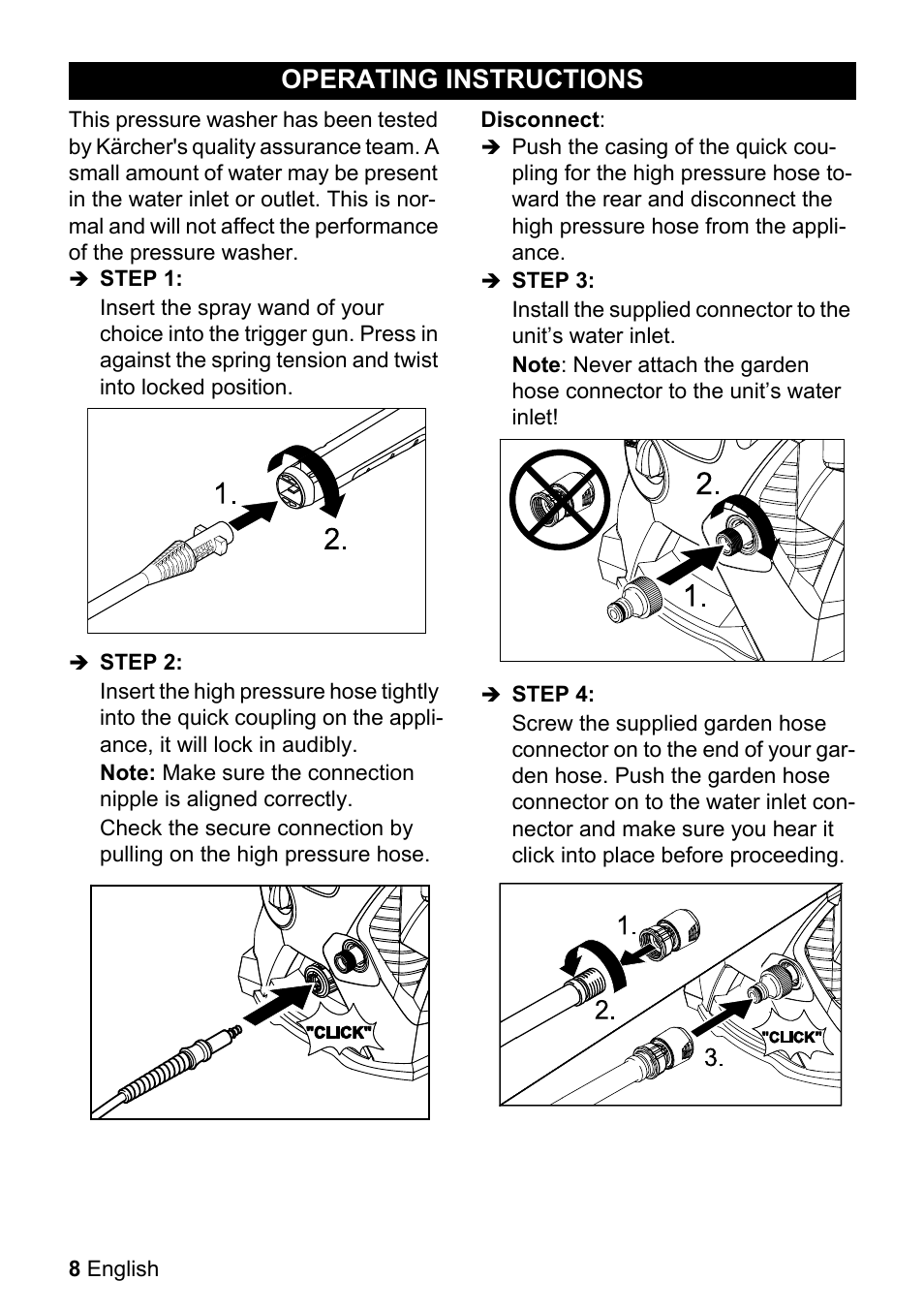 Operating instructions | Karcher K 3-540 User Manual | Page 8 / 64
