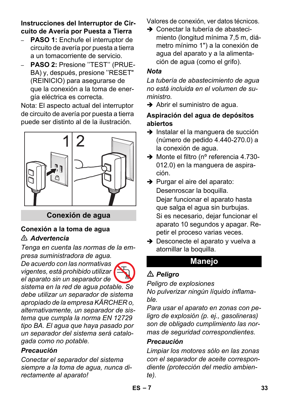 Manejo | Karcher HD 3-0-20- 4M Ea User Manual | Page 33 / 44