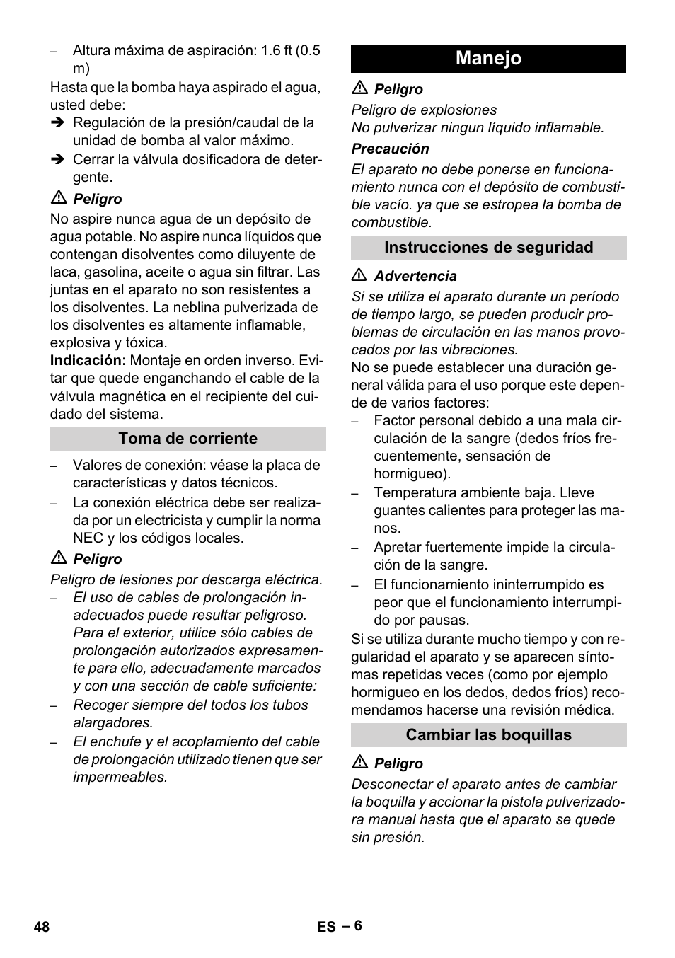 Manejo | Karcher HDS 5-0-30 -4S Ec User Manual | Page 48 / 60