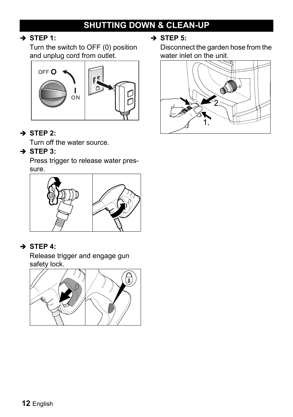 Shutting down & clean-up | Karcher K 3-690 User Manual | Page 12 / 60
