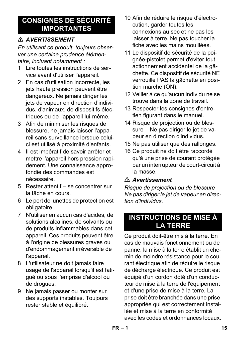 Français | Karcher HD 4-5-32-4 S Ec User Manual | Page 15 / 44