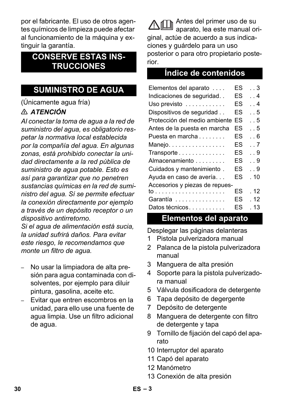 Elementos del aparato | Karcher HD 4-5-32-4 S Ec User Manual | Page 30 / 44