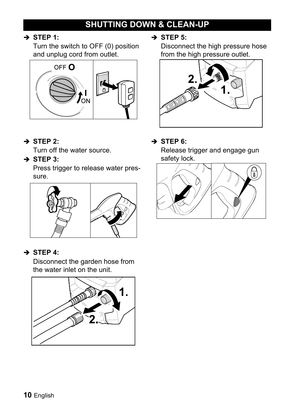 Shutting down & clean-up | Karcher K 3-49 M Plus User Manual | Page 10 / 52