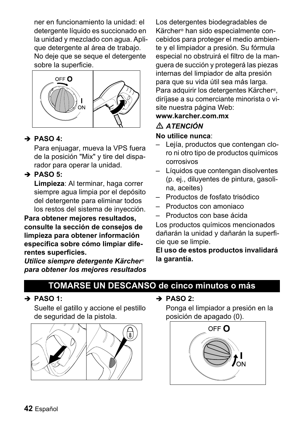 Tomarse un descanso de cinco minutos o mбs | Karcher K 3-49 M Plus User Manual | Page 42 / 52