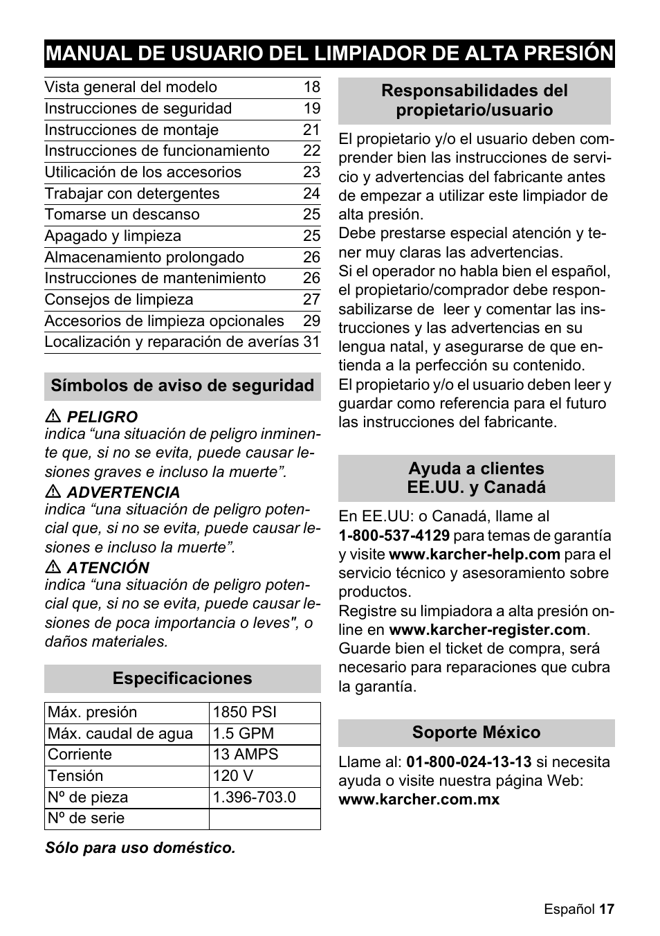 Manual de usuario del limpiador de alta presión | Karcher K 5-85 M User Manual | Page 17 / 48