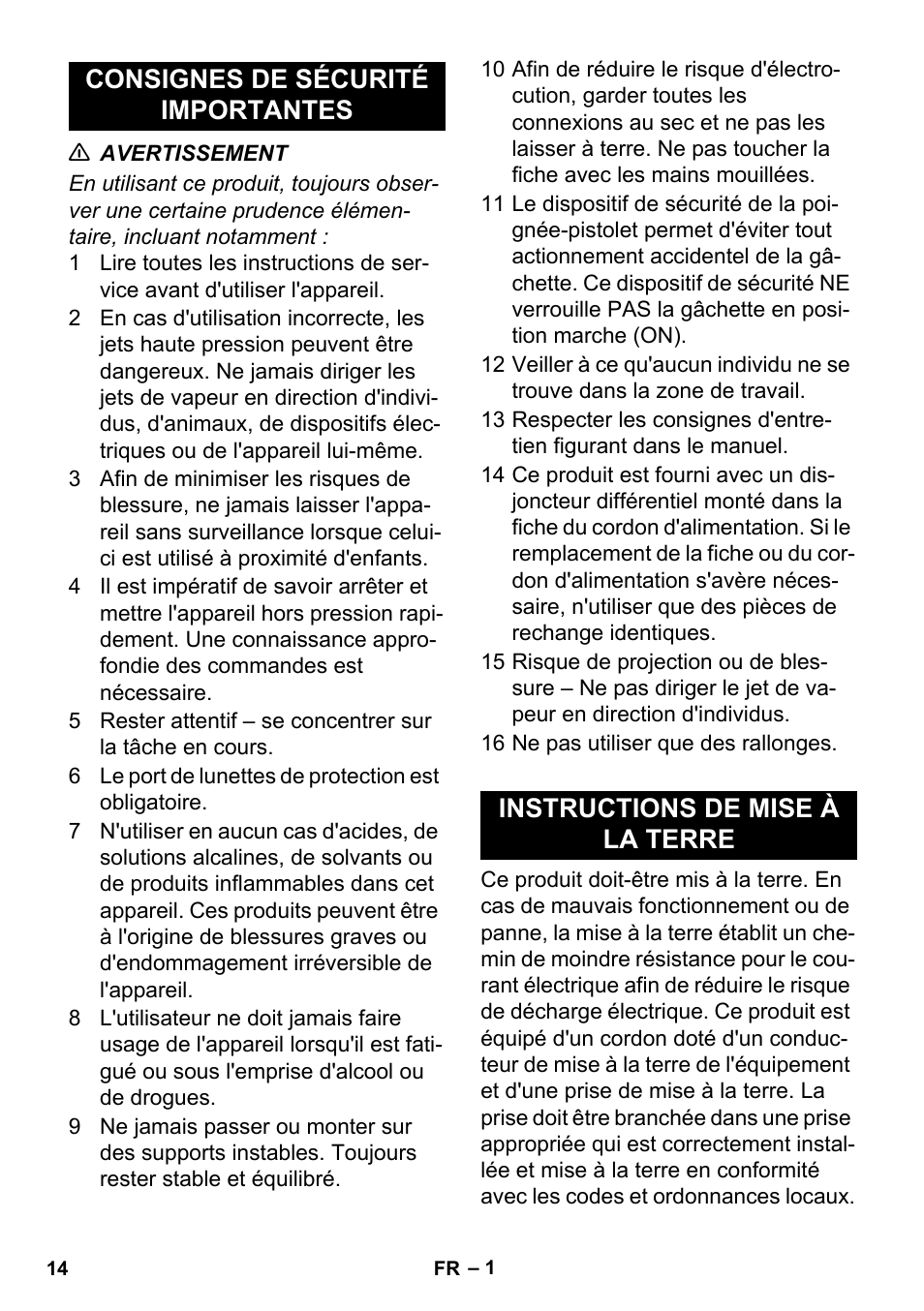 Français | Karcher HD 1-8-13 C Ed User Manual | Page 14 / 40