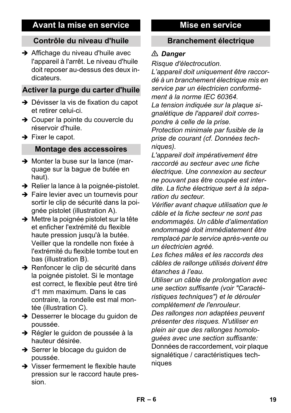 Avant la mise en service, Mise en service | Karcher HD 1-8-13 C Ed User Manual | Page 19 / 40