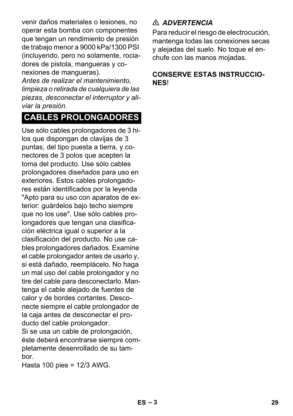 Cables prolongadores | Karcher HD 1-8-13 C Ed User Manual | Page 29 / 40