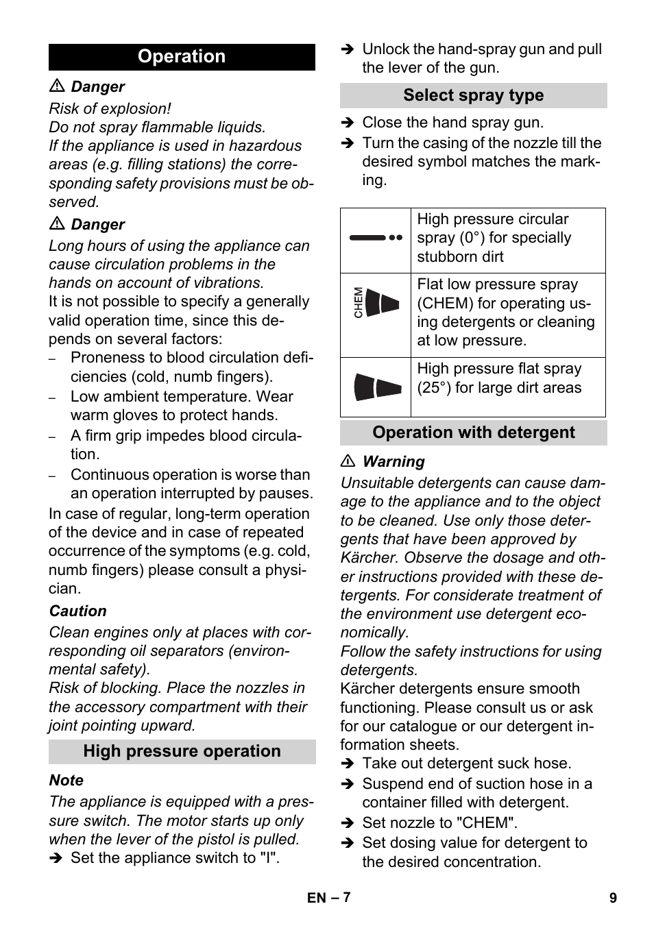 Operation | Karcher HD 1-8-13 C Ed User Manual | Page 9 / 40