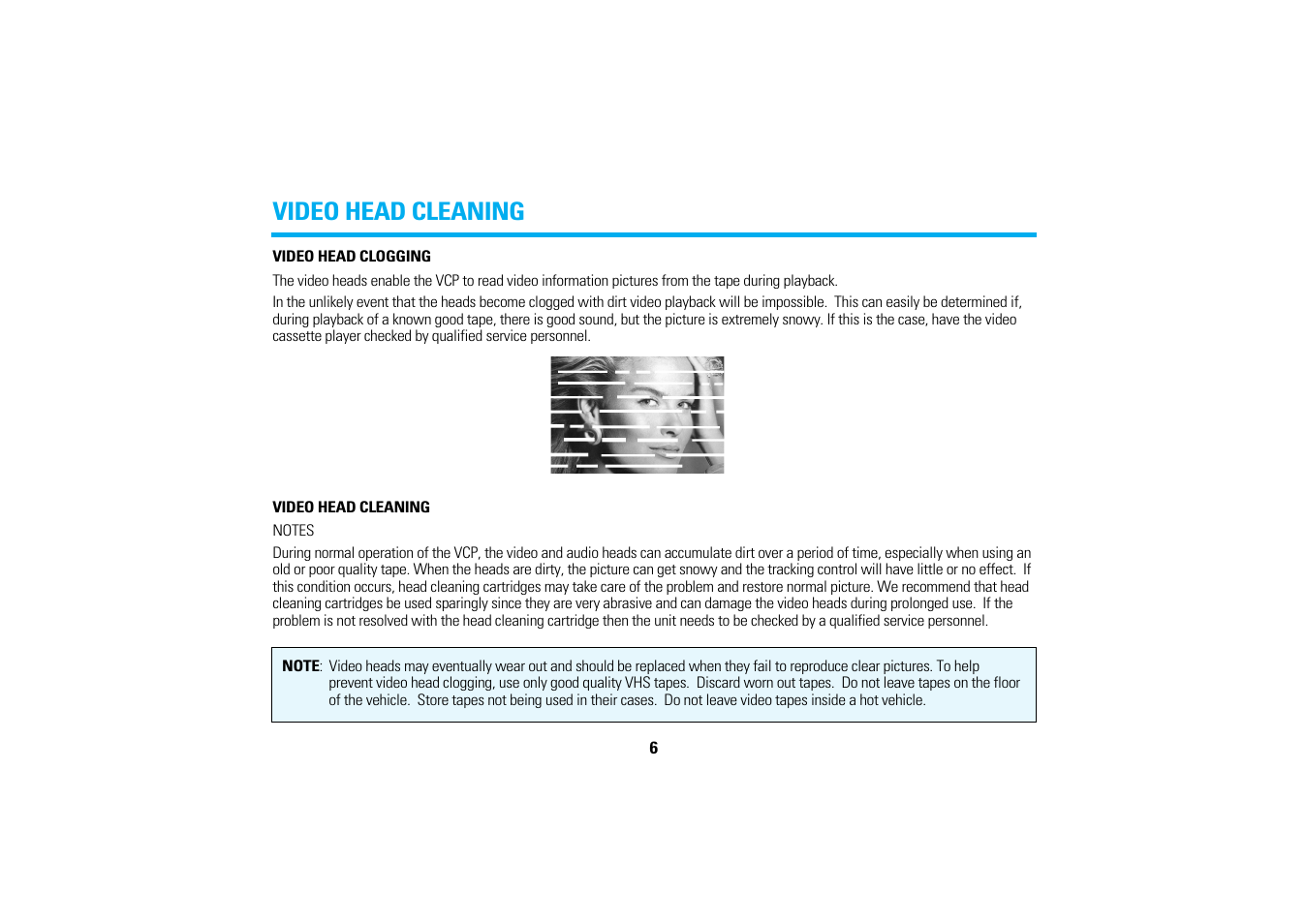 Video head cleaning | Audiovox AVP7280 User Manual | Page 9 / 30