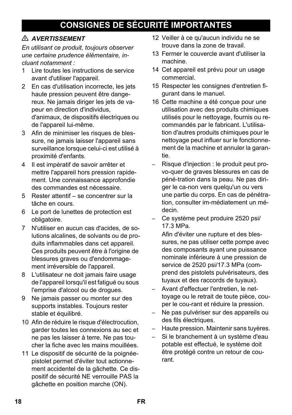 Français, Consignes de sécurité importantes | Karcher HDS-E 3-3-25-4M Ec User Manual | Page 18 / 52