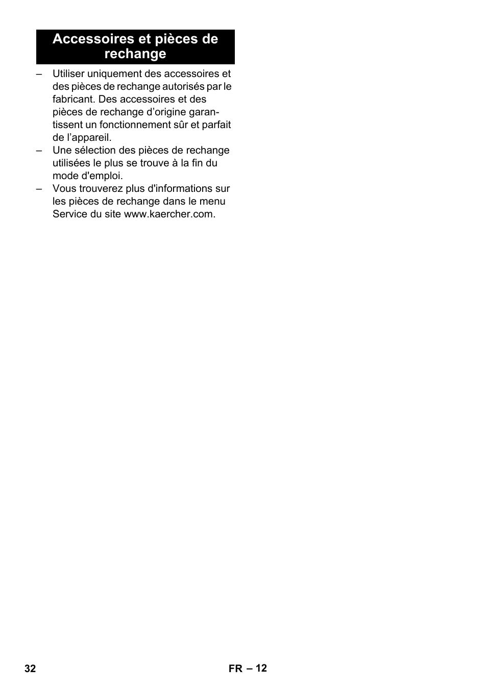 Accessoires et pièces de rechange | Karcher HDS-E 3-3-25-4M Ec User Manual | Page 32 / 52
