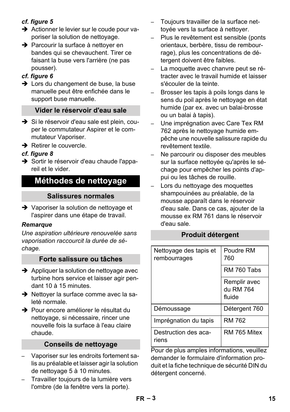 Méthodes de nettoyage | Karcher PUZZI 8-1 C User Manual | Page 15 / 32