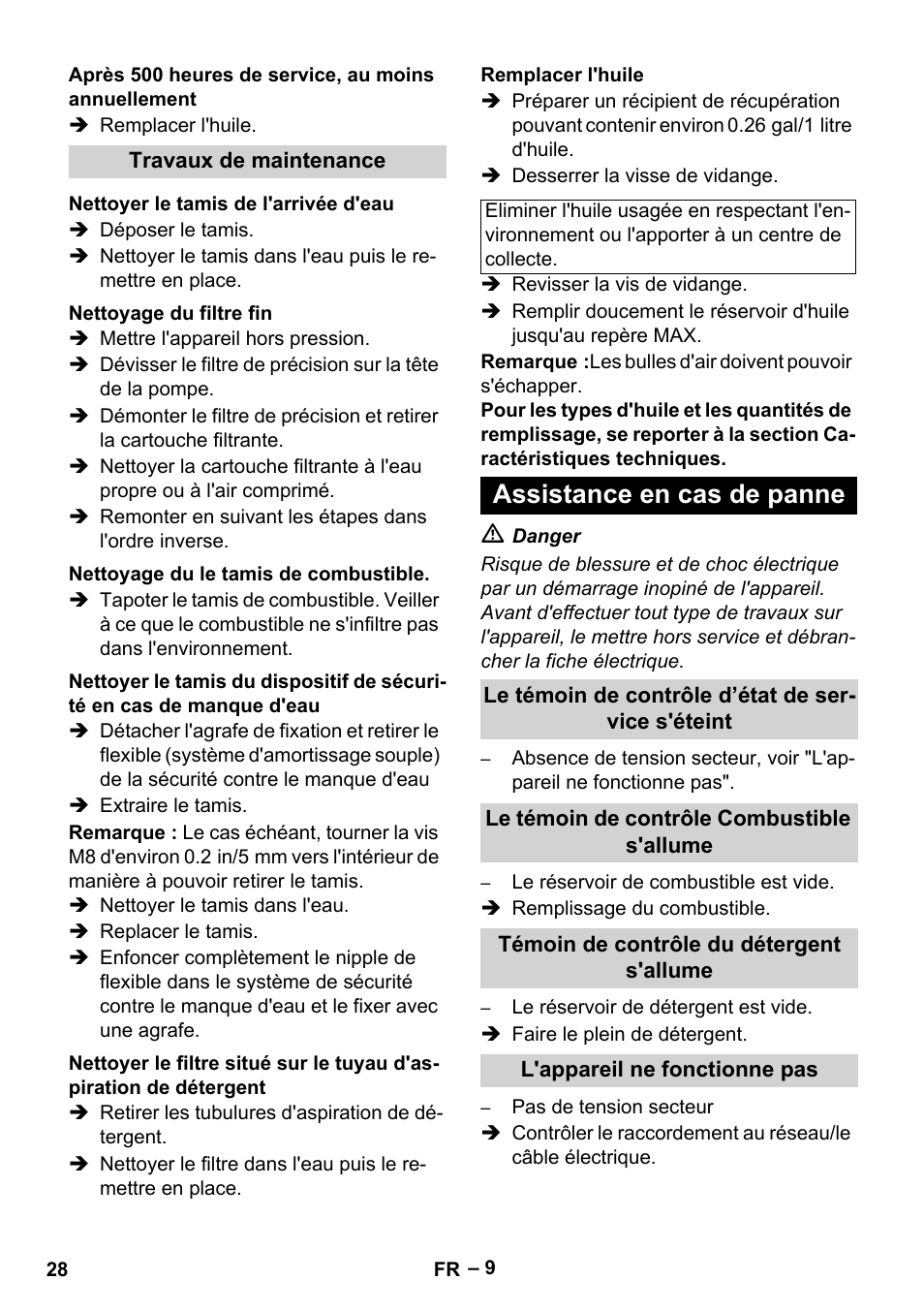 Assistance en cas de panne | Karcher HDS 2-3-12 C Ed User Manual | Page 28 / 48