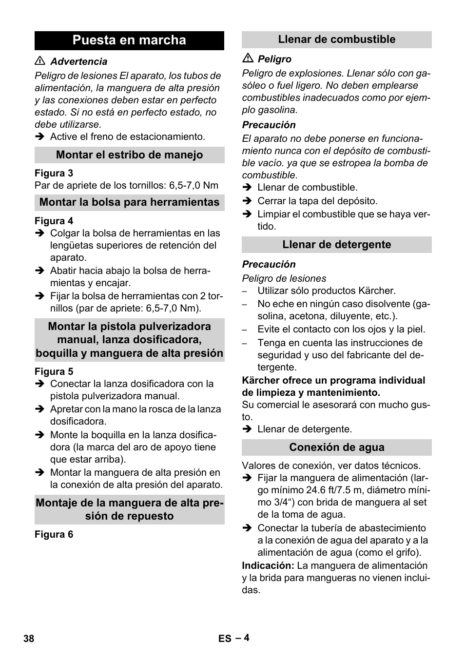 Puesta en marcha | Karcher HDS 2-3-12 C Ed User Manual | Page 38 / 48