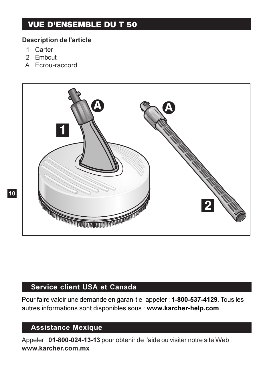 Vue d'ensemble du t 50 | Karcher K 2-26 M T50 User Manual | Page 10 / 16