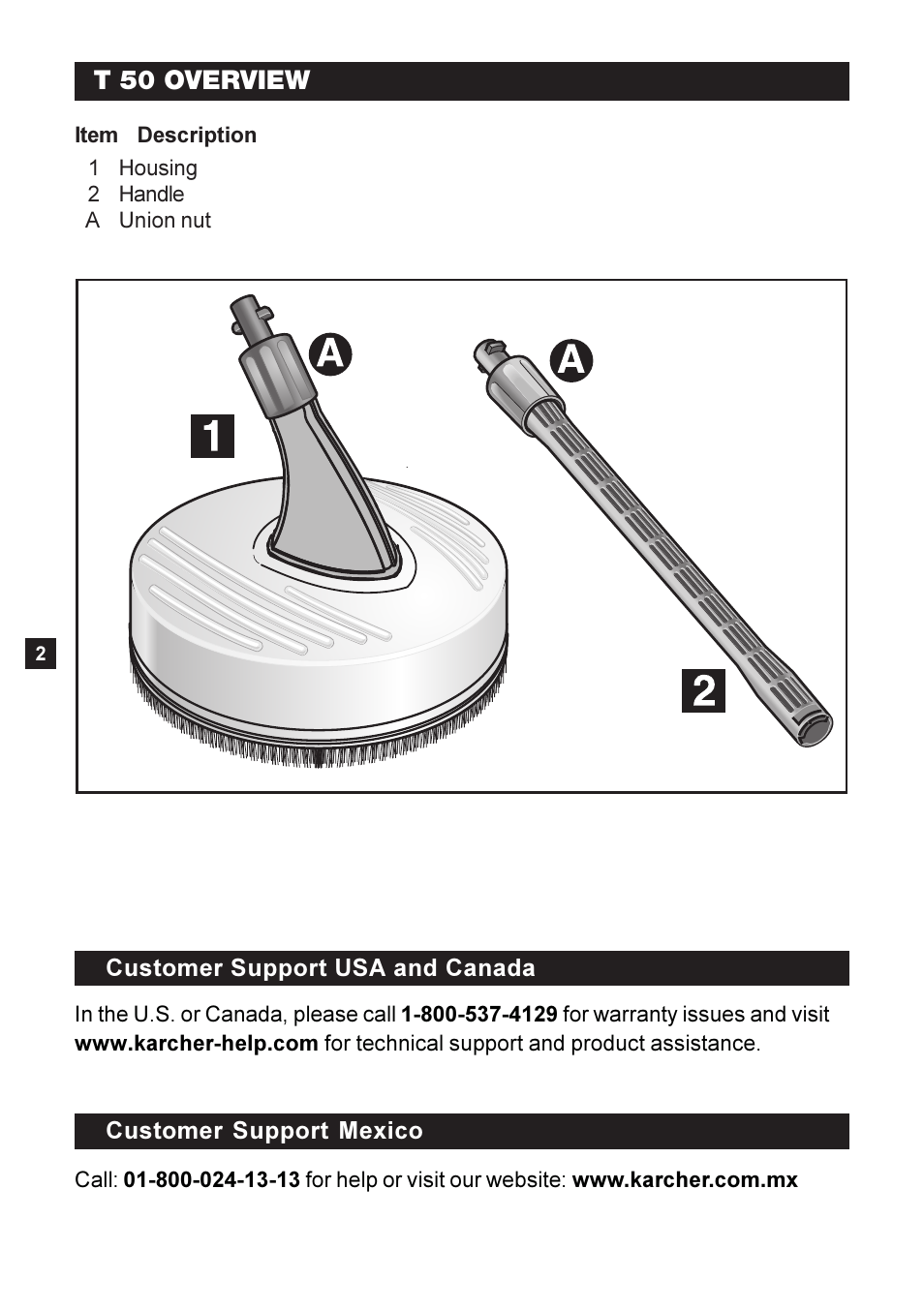 T 50 overview | Karcher K 2-26 M T50 User Manual | Page 2 / 16