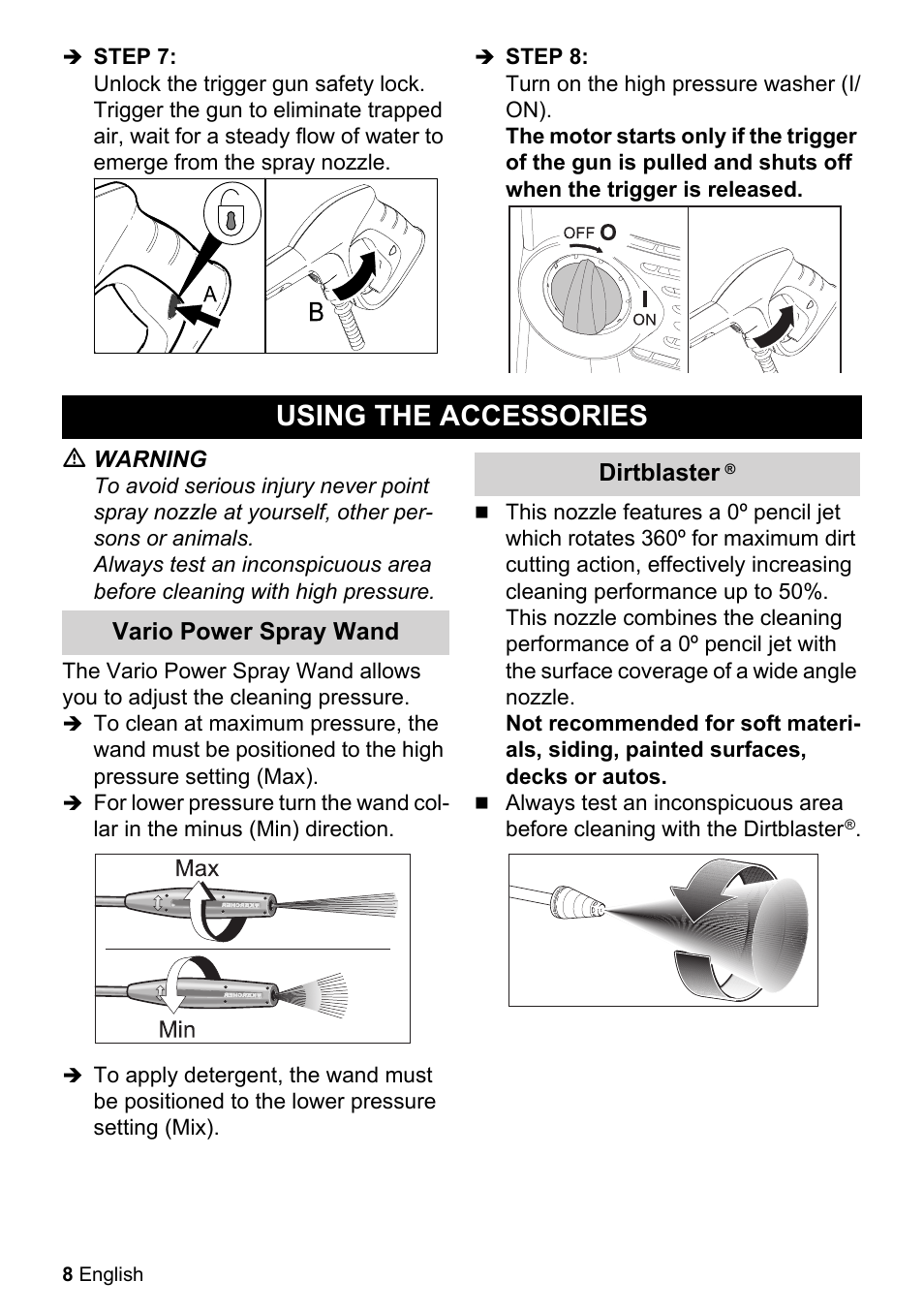 Using the accessories | Karcher K 3-450 User Manual | Page 8 / 52