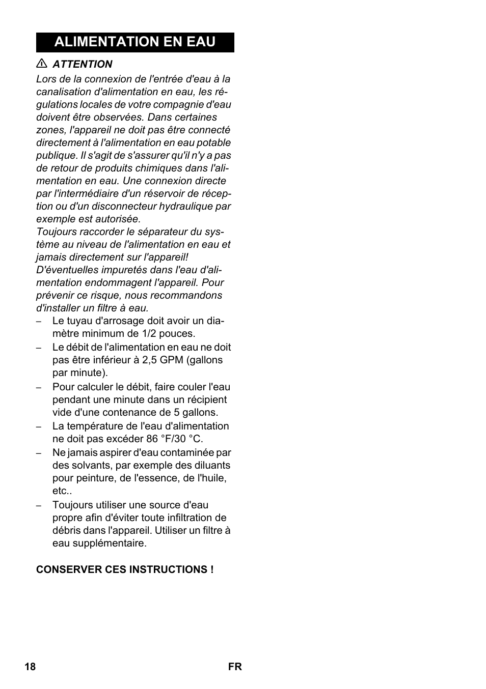 Alimentation en eau | Karcher HDS 1-7-12 U Ed User Manual | Page 18 / 48