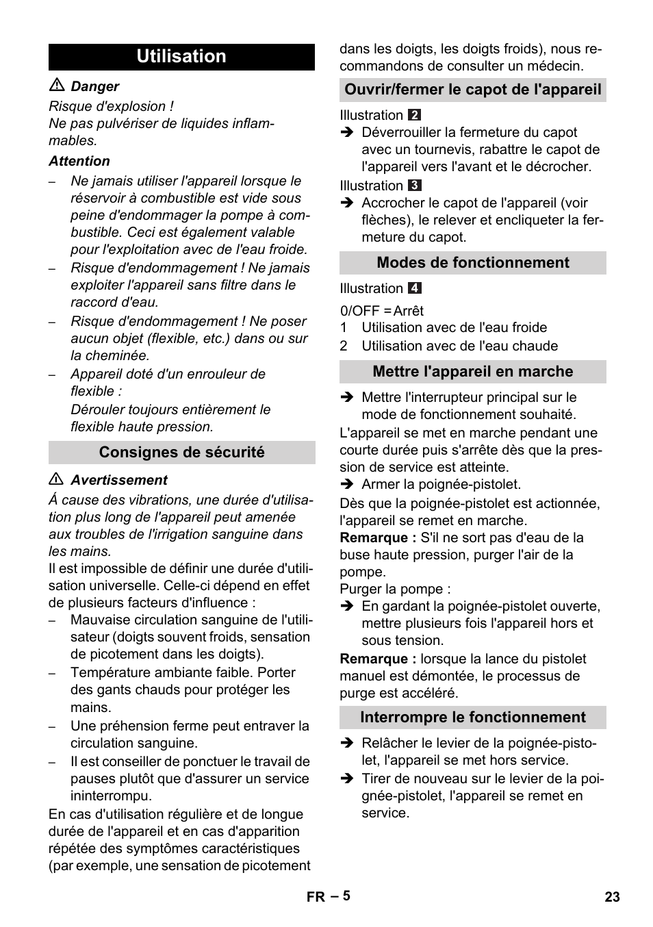 Utilisation | Karcher HDS 1-7-12 U Ed User Manual | Page 23 / 48