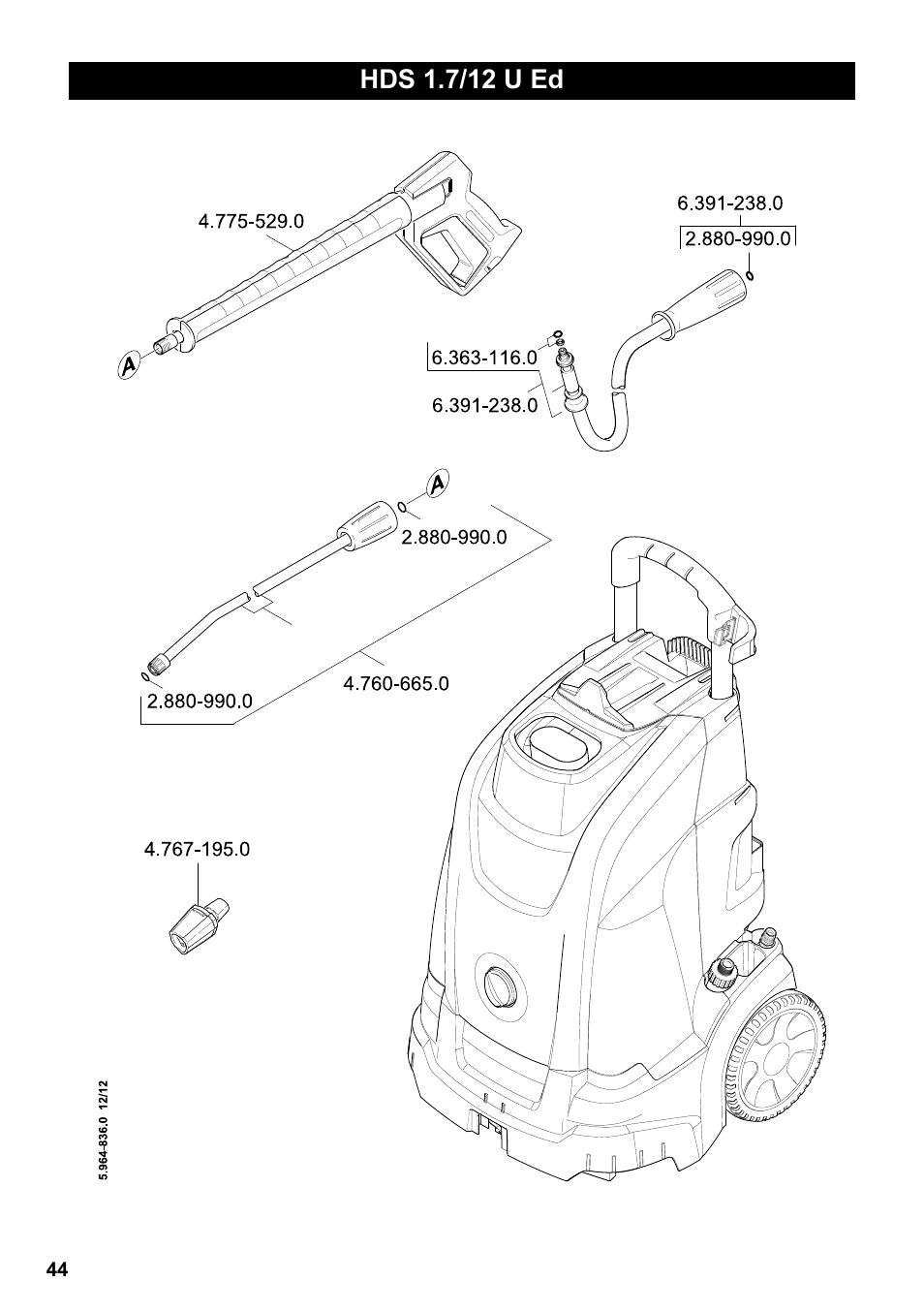 Hds 1.7/12 u ed | Karcher HDS 1-7-12 U Ed User Manual | Page 44 / 48